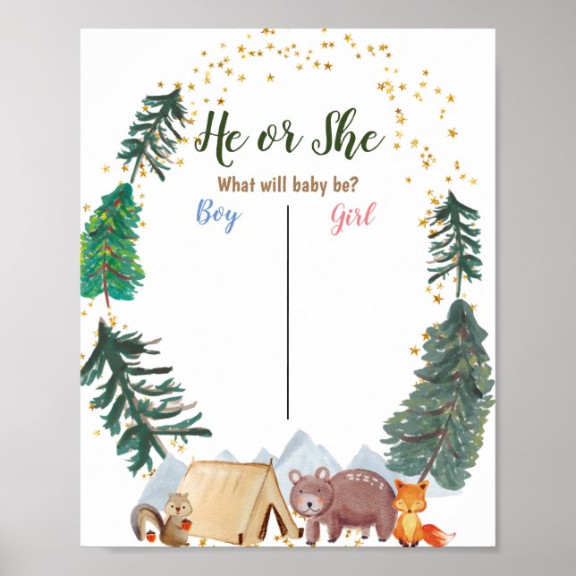 Bear Woodland Animal Camper Stimmzettel Poster (Vorne)