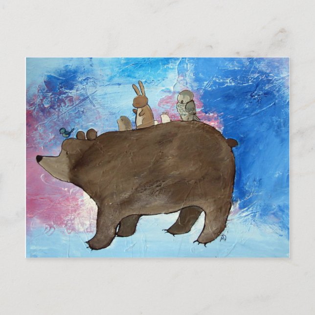 Bear Woodland Animal Friends Carte postale (Devant)