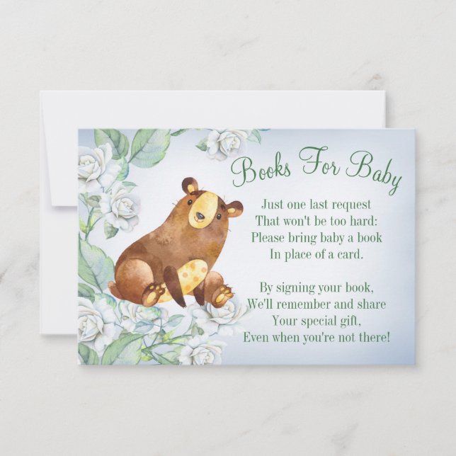 Bear Woodland Baby shower Carte Livre Apporter Un  (Devant)