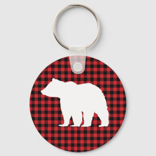 Bear Woodland Buffalo Karo Button Schlüsselanhänge Schlüsselanhänger
