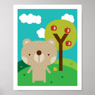 Bear - Woodland Friends Kinderzimmer Wall Art Poster