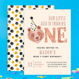 Bear y Cute 1er Anniversaire Invitation - Teddy Be