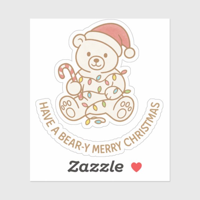 Bear y Merry Christmas Sticker (Blatt)
