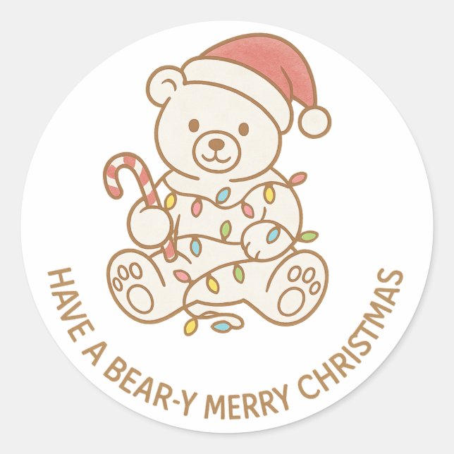 Bear y Merry Christmas Sticker (Vorderseite)