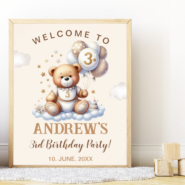 Bear-y Sweet 3rd Birthday – Nursery or Party Poster (Von Creator hochgeladen)