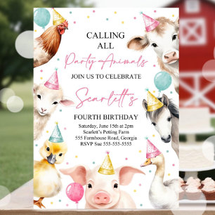 Bearbeitbar An alle Party-Tiere Farm Mädchen Gebur Einladung