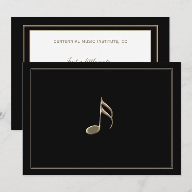 Bearbeitbar formales Schwarzes Gold Musiknote Gold Karte (Vorne/Hinten)