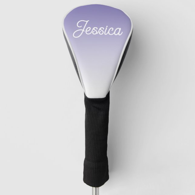 (Bearbeitbar) Lila FarbOmbre und Text Golf Headcover (Vorderseite)