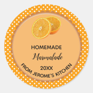 Bearbeitbar Orange Polka Dot Marmalade Label Stick Runder Aufkleber