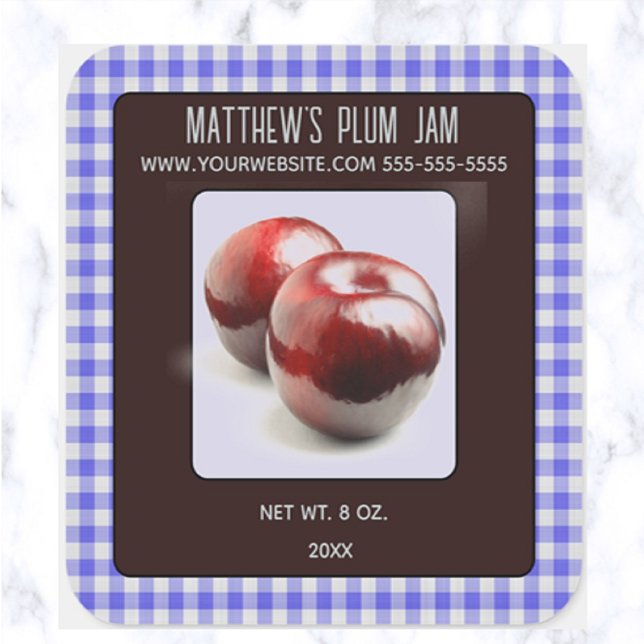 Bearbeitbar Plum Jam Quadratischer Aufkleber (Von Creator hochgeladen)