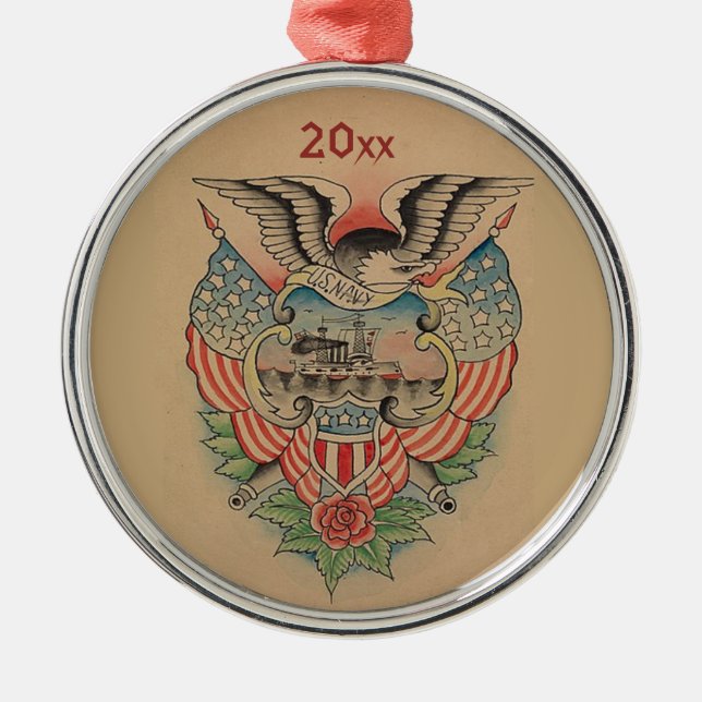 Bearbeitbar U.S. Navy Tattoo Design Ornament Aus Metall (Vorne)