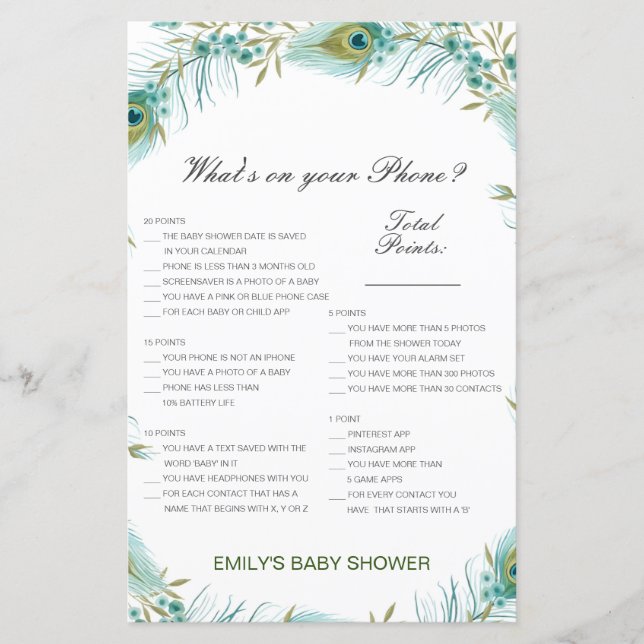 Bearbeitbar Was ist auf Ihrem Handy Baby Shower Ga (Vorderseite)