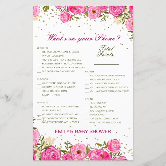 Bearbeitbar Was ist auf Ihrem Handy Baby Shower Ga (Vorderseite)