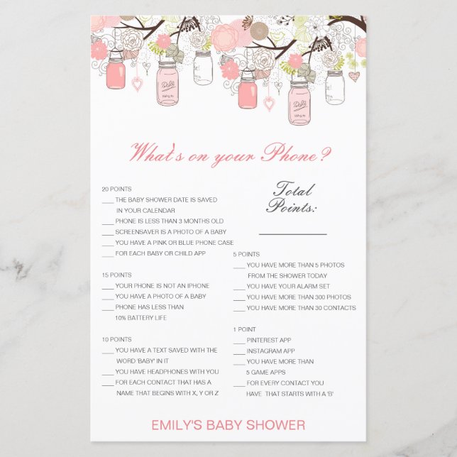 Bearbeitbar Was ist auf Ihrem Handy Baby Shower Ga (Vorderseite)