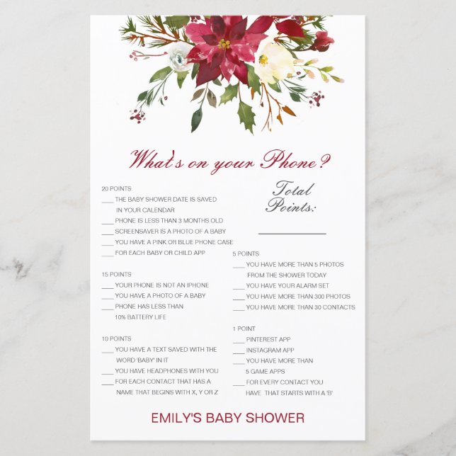 Bearbeitbar Was ist auf Ihrem Handy Baby Shower Ga (Vorderseite)