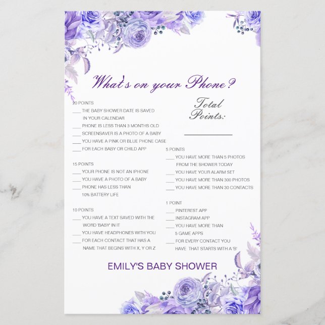 Bearbeitbar Was ist auf Ihrem Handy Baby Shower Ga (Vorderseite)