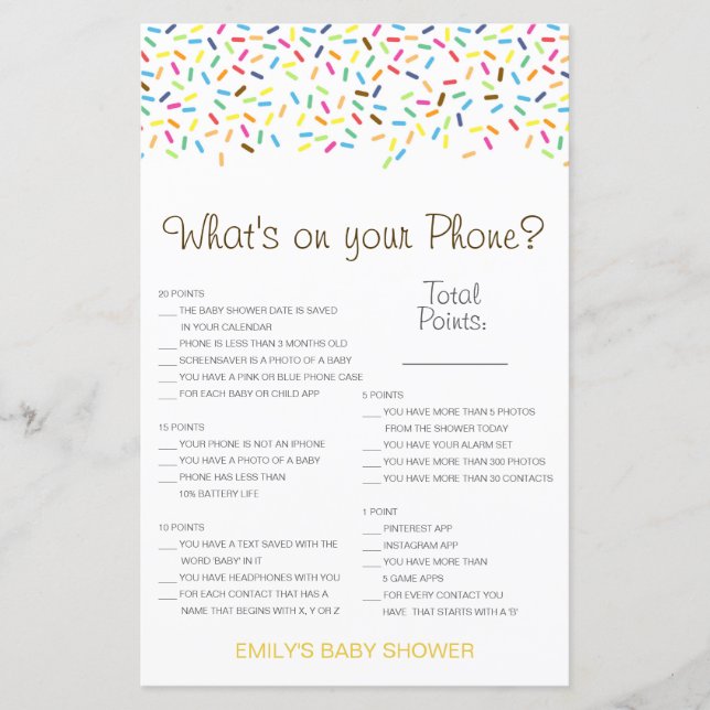 Bearbeitbar Was ist auf Ihrem Handy Baby Shower Ga (Vorderseite)