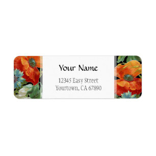 Bearbeitbare Adressetiketten Elegante Klatschmohn