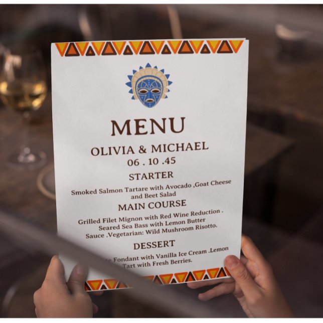 Bearbeitbare Afrikanische Stammesmaske Ethnische H Menükarte (Von Creator hochgeladen)