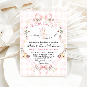 Bearbeitbare Alberne Gans Baby Shower Rosa Schleif Einladung