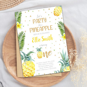Bearbeitbare Ananas 1. Geburtstag Einladung
