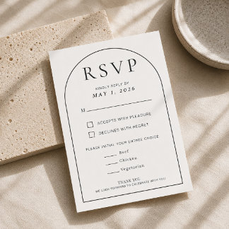 Bearbeitbare Arch-Form-Minimal-Hochzeits-RSVP-Kart RSVP Karte