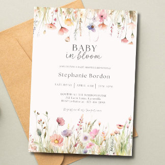 Bearbeitbare Baby-in-aufblühen-Baby-Shower-Einladu Einladung