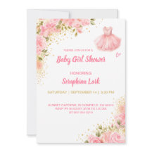 Bearbeitbare Baby-Mädchen-Shower-Rosa-Karte für Mä