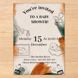 Bearbeitbare Babyparty-Einladung | Minimalistische Acryleinladungen