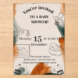 Bearbeitbare Babyparty-Einladung Minimalistische Acryleinladungen