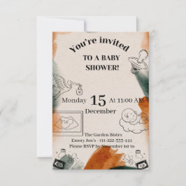 Bearbeitbare Babyparty-Einladung | Minimalistische Einladung