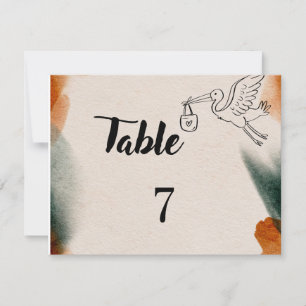 Bearbeitbare Babyshower-Tischnummern   Minimalisti RSVP Karte