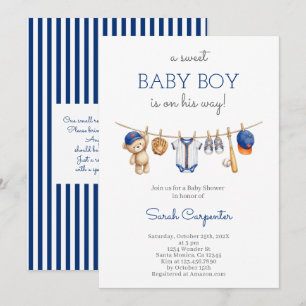 Bearbeitbare Baseball-Baby-Shower-Einladung für Ju Einladung