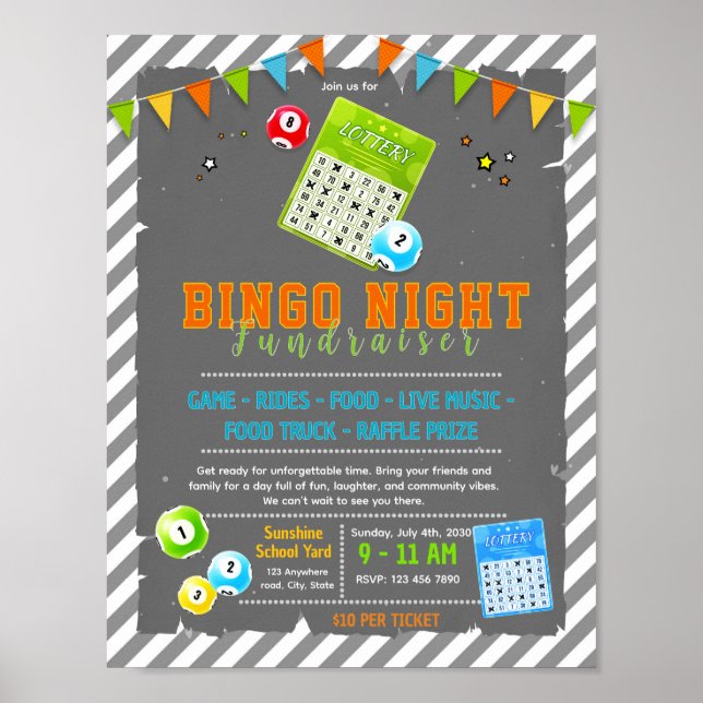 Bearbeitbare Bingo-Fundraising-Flugblatt Poster (Vorne)