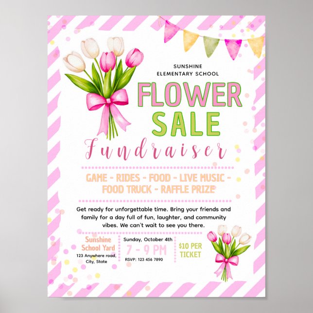 Bearbeitbare Blumenverkaufs-Fundraiser-Flugblatt Poster (Vorne)