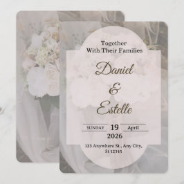 Bearbeitbare Boho neutrale Hochzeitseinladungsvorl Einladung