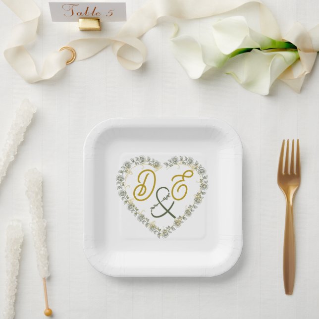 Bearbeitbare Boho neutrale Hochzeitspapierteller Pappteller (Hochzeit)