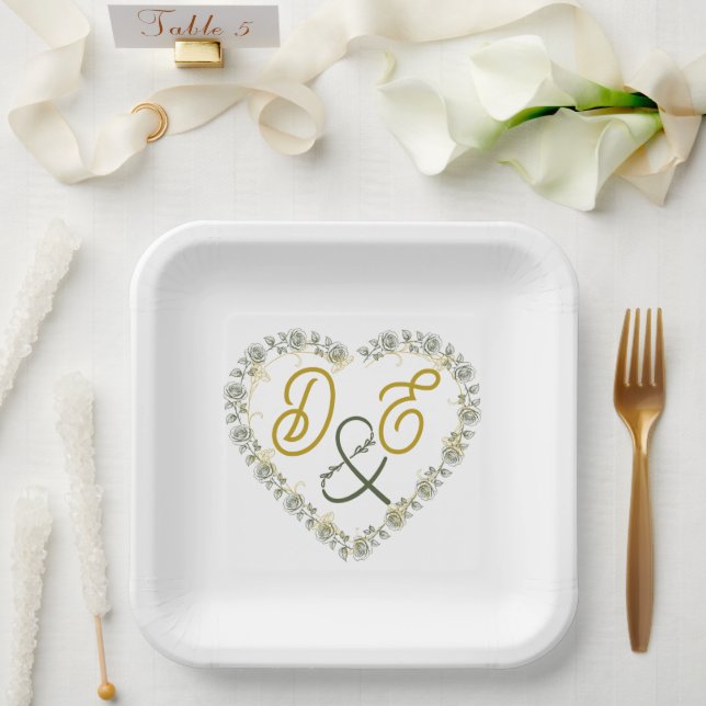Bearbeitbare Boho neutrale Hochzeitspapierteller Pappteller (Hochzeit)