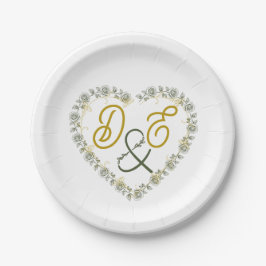 Bearbeitbare Boho neutrale Hochzeitspapierteller Pappteller