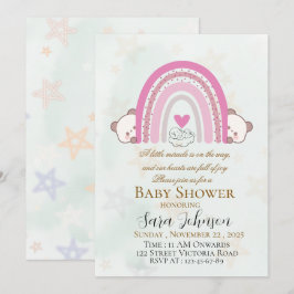 Bearbeitbare Boho-Regenbogen-Baby-Shower-Einladung Einladung
