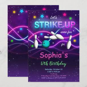 Bearbeitbare Bowling-Einladung Einladung