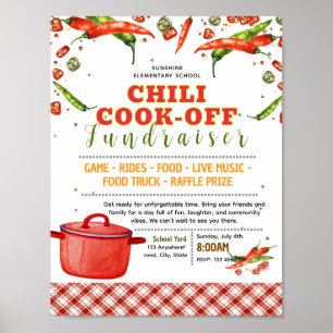 Bearbeitbare Chili-Kochwettbewerb-Fundraiser-Flugb Poster