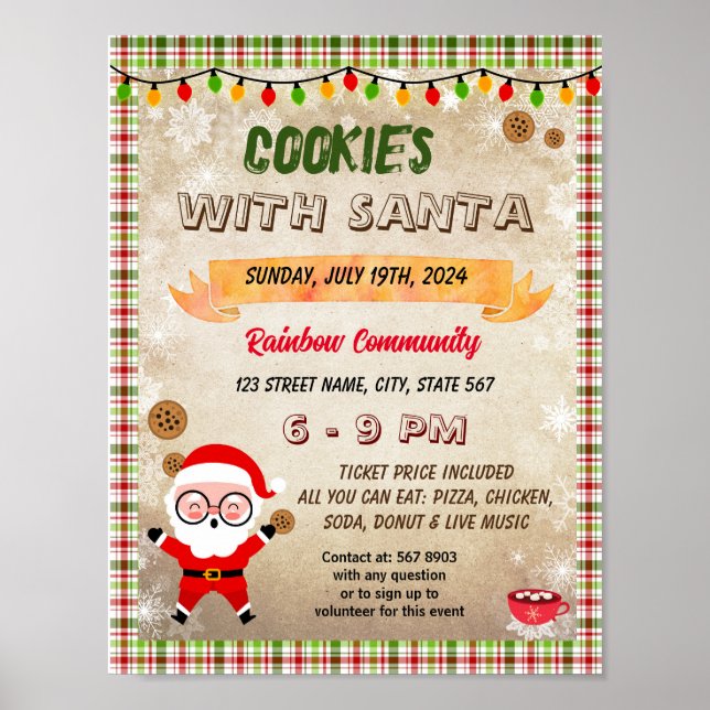 Bearbeitbare Cookies mit Santa Flyer Poster (Vorne)