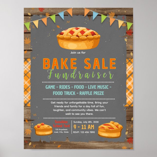 Bearbeitbare Danksagungs-Backverkaufs-Fundraiser-F Poster (Vorne)