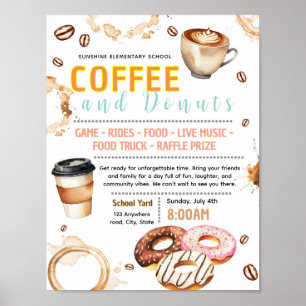 Bearbeitbare Donut- und Kaffee-Spendenflyer Poster