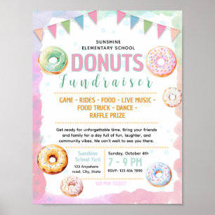 Bearbeitbare Donuts-Fundraising-Flugblatt Poster