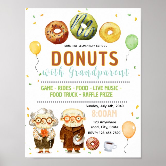 Bearbeitbare Donuts mit Großeltern-Poster Poster (Vorne)
