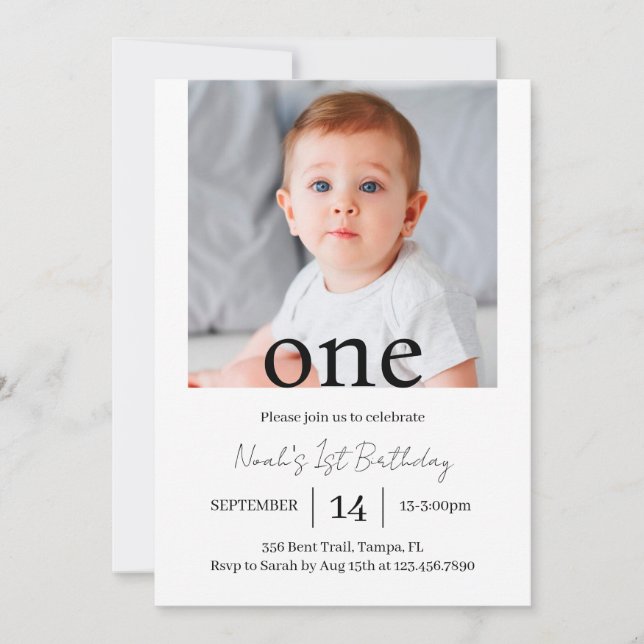 Bearbeitbare Einladung zum Geburtstag Foto, Minima (Vorderseite)