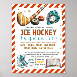 Bearbeitbare Eishockey-Fundraiser-Flugblatt Poster