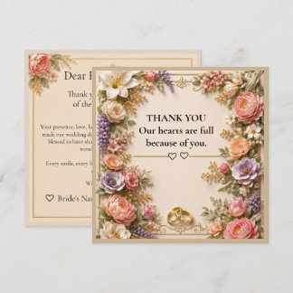 Bearbeitbare elegante florale Hochzeits-Dankeskart Dankeskarte